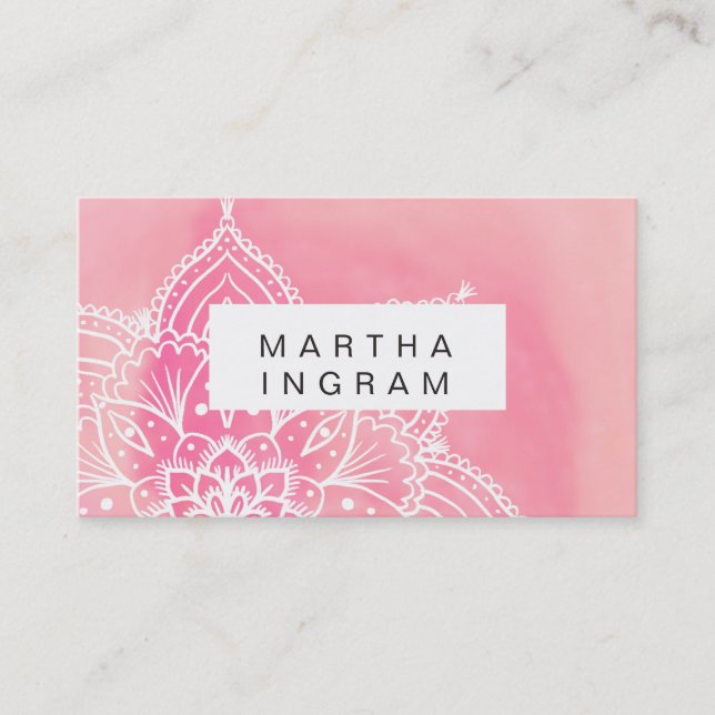 Pink and blush Mandala Balance design Business Card (Front)