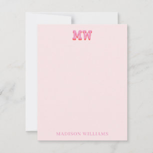 Pink and Blush Retro Typography Monogram Initial Card