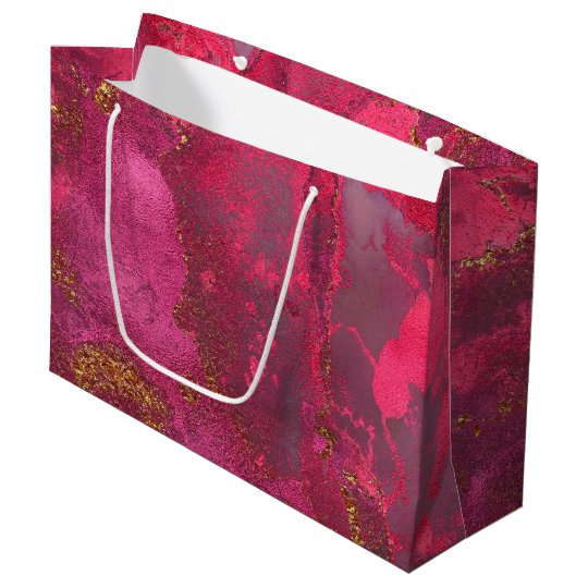 Pink and Blush Rose Gold Ink Gemstone Marble Pink Large Gift Bag