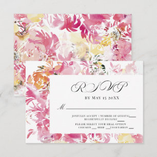 Pink and Blush Watercolor Flower  RSVP Card