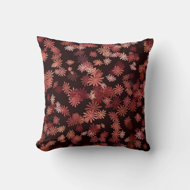 Pink And Bronze Daisies Throw Pillow (Front)