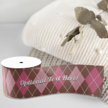Pink and Brown Argyle Pattern Knit - Optional Text