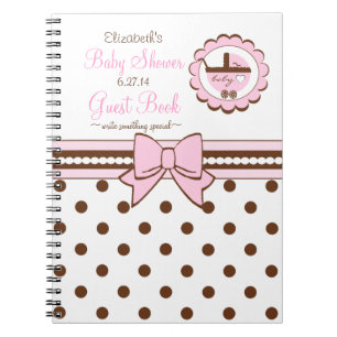 Pink and Brown-Baby Shower Guest Book- Notebook