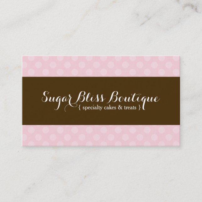 Pink and Brown Bakery Business Card (Front)