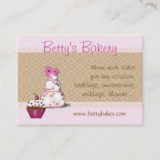 Pink and Brown Bakery Business Card (Front)