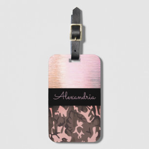 Pink and Brown Camo Personalized Luggage Tag