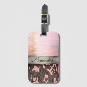 Pink and Brown Camo Personalized Luggage Tag