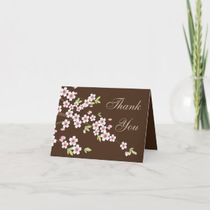 Pink and Brown Cherry Blossom, Thank you Note