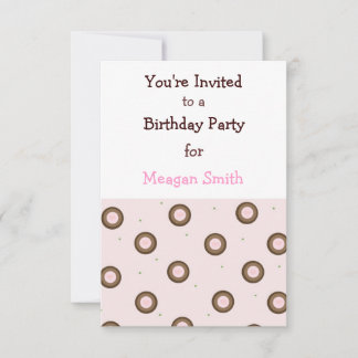 Pink and Brown Circles Birthday Invitation