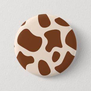 Pink and Brown Cow Print 2 Inch Round Button