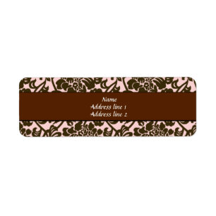 Pink and Brown Damask Address Labels