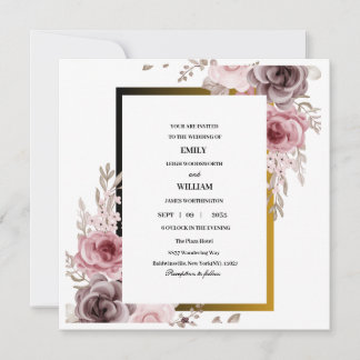 Pink and Brown Elegant Rose Floral Wedding Save The Date