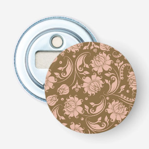 Pink and Brown Floral Pattern Bottle Opener