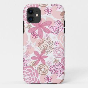 Pink and Brown Floral Pattern iPhone 11 Case