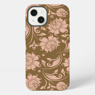 Pink and Brown Floral Pattern iPhone 13 Case