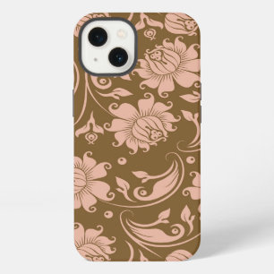 Pink and Brown Floral Pattern iPhone 13 Case