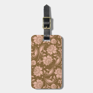 Pink and Brown Floral Pattern Luggage Tag