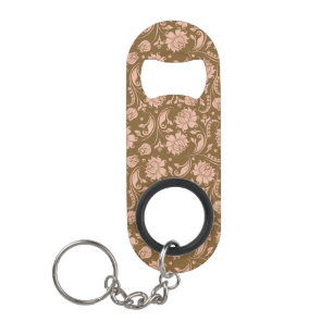 Pink and Brown Floral Pattern Mini Bottle Opener