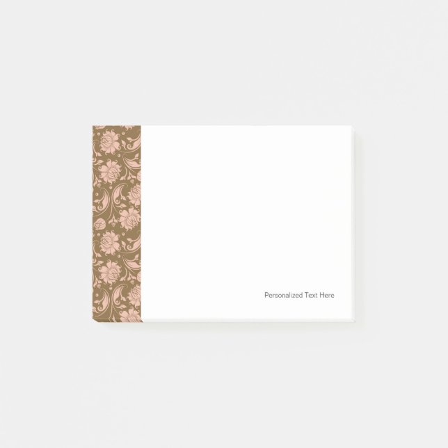 Pink and Brown Floral Pattern Post-it Notes (Front)