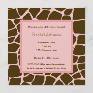 Pink and Brown Gariffe Baby Shower Invitation