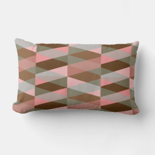 pink and brown geometric figure patterns lumbar pillow