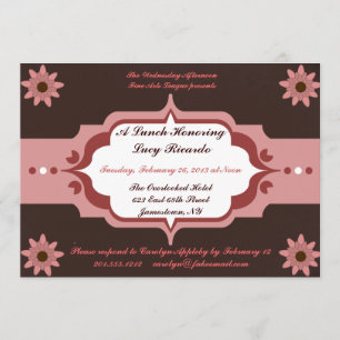 Pink and Brown Ladies' Luncheon Custom Invitations