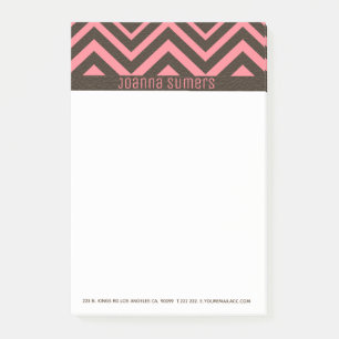 Pink And Brown Leather Chevron Post-it Notes
