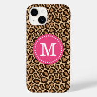 Pink and Brown Leopard Print Monogram