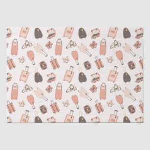 Pink and Brown Luggage Suitcase Travel Pattern Tissue Paper