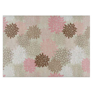 Pink And Brown Mum Pattern Cutting Board