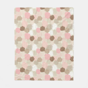 Pink And Brown Mum Pattern Fleece Blanket