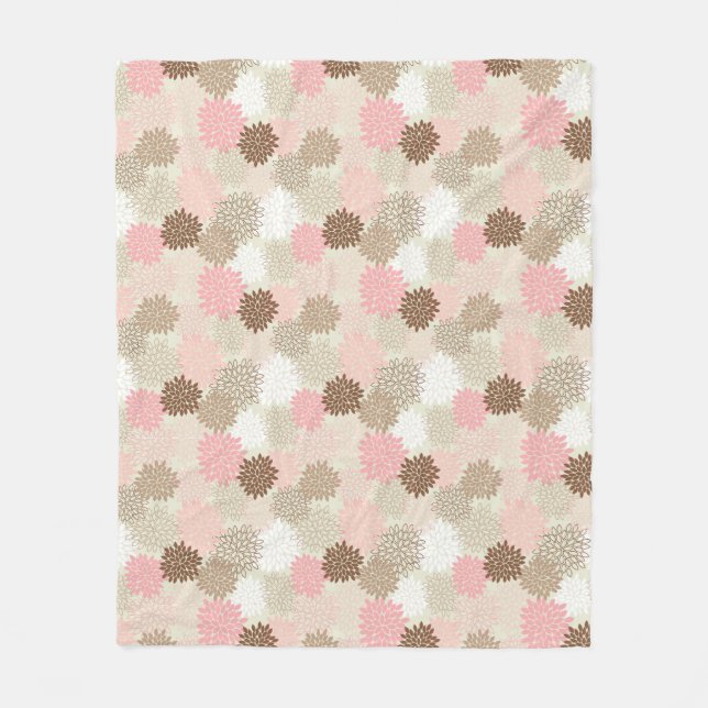 Pink And Brown Mum Pattern Fleece Blanket (Front)