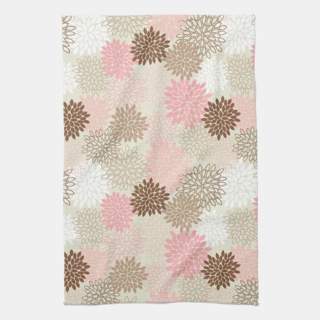 Pink And Brown Mum Pattern Kitchen Towel (Vertical)