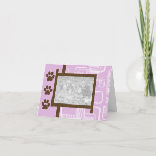 Pink and Brown Paw Print Greeting Cards
