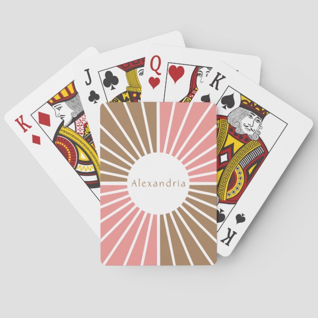 Pink and Brown Personalized Playing Cards (Back)