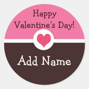 Pink and Brown Personalized Valentine's Sticker