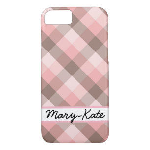 Pink and Brown Plaid Case-Mate iPhone Case
