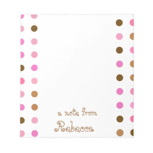 Pink and Brown Polka Dot Personalized Notepad