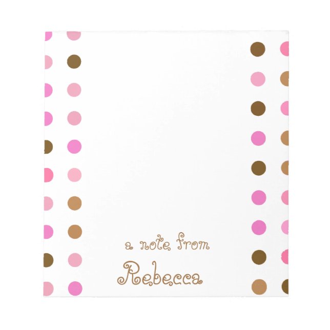Pink and Brown Polka Dot Personalized Notepad (Front)