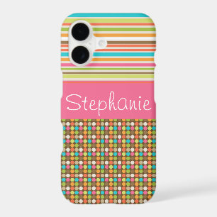 Pink and Brown Polka Dots and Stripes Personalized