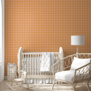 Pink and Brown Preppy Houndstooth for Girls Room Wallpaper