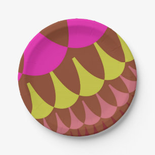Pink and Brown Scales Paper Plate
