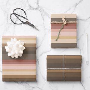Pink And Brown Stripe Wrapping Paper Sheet