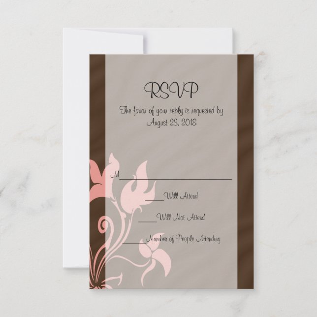 Pink and Brown Swirl Make-Up Artist or Salon RSVP Card (Front)