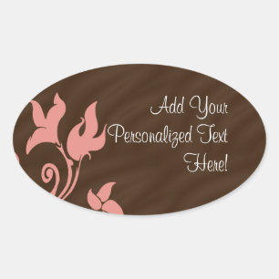 Pink and Brown Swirl Oval Sticker