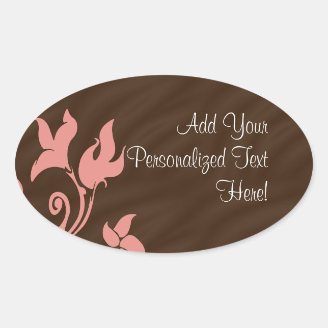 Pink and Brown Swirl Oval Sticker (Front)
