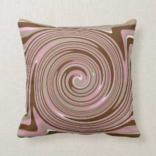 Pink and brown swirl pattern throw pillow