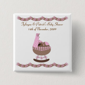 pink and brown themed Baby Shower 2 Inch Square Button