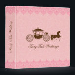 Pink And Brown Wedding Horse & Carriage Binder<br><div class="desc">Elegant pink and brown wedding horse and carriage over a plush pink floral damask background. Fairy Tales wedding binder design. Customizable brown typography.</div>