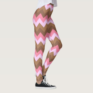 Pink and Brown ZigZag Pattern Leggings
